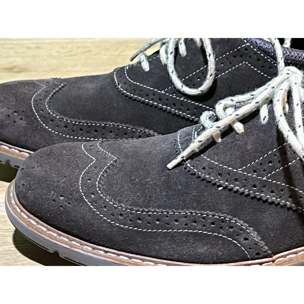 Men's Brown Suede Wingtip Bass Propel Shoes Size 8.5 Preppy Dressy Classic